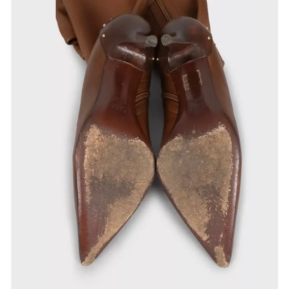 GUCCI Brown Leather Over-The-Knee Boots — EU 37.5